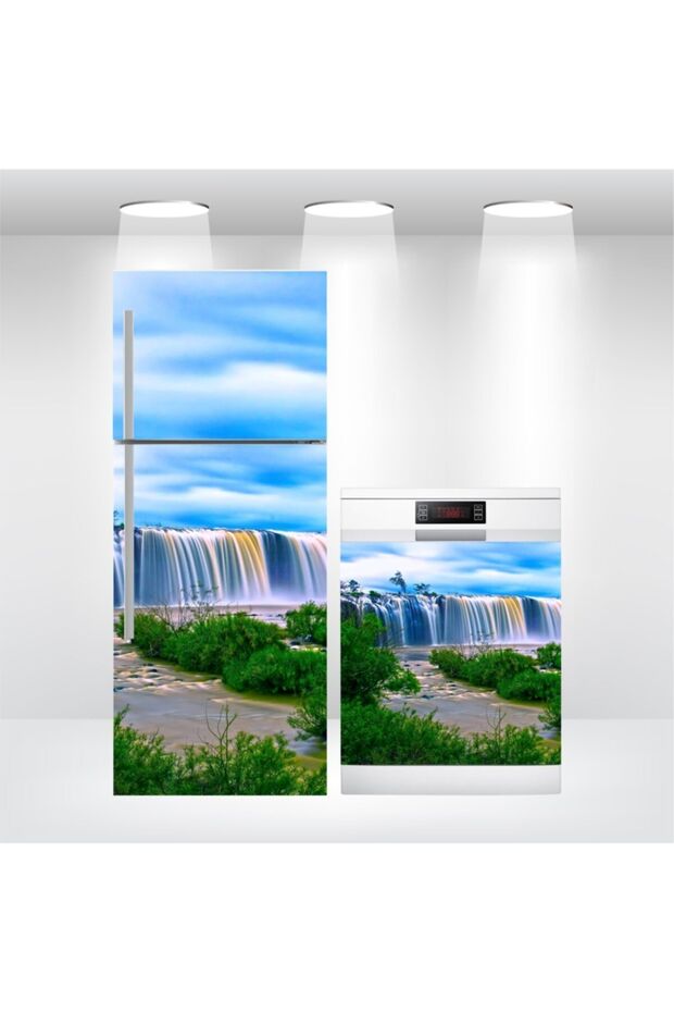 Refrigerator and Dishwasher Door Sticker Self-Adhesive Foil Covering Waterfall