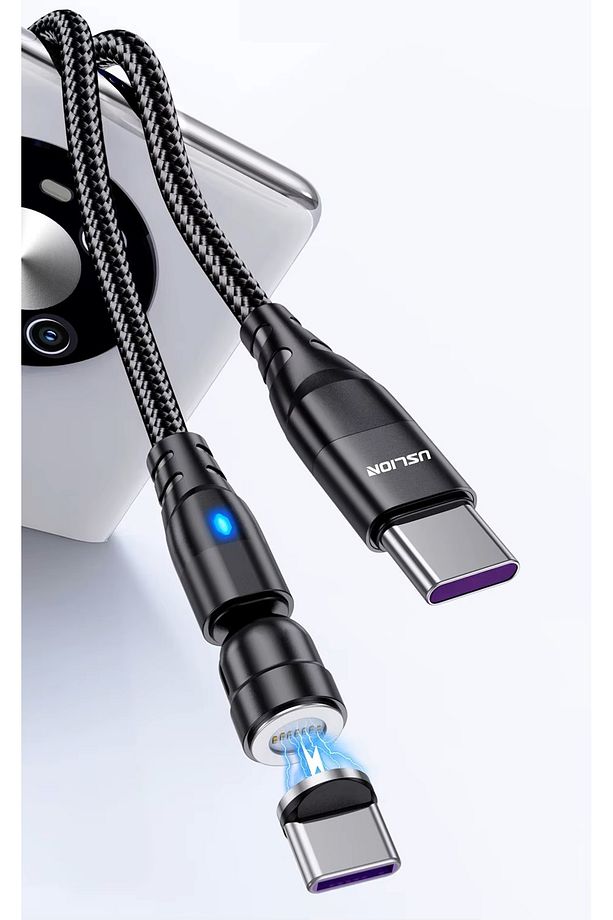 Uslion 100w 5a Usb-c Usb-c Manyetik Mıknatıslı Hızlı Şarj Ve Data Kablosu 1 Metre - 8