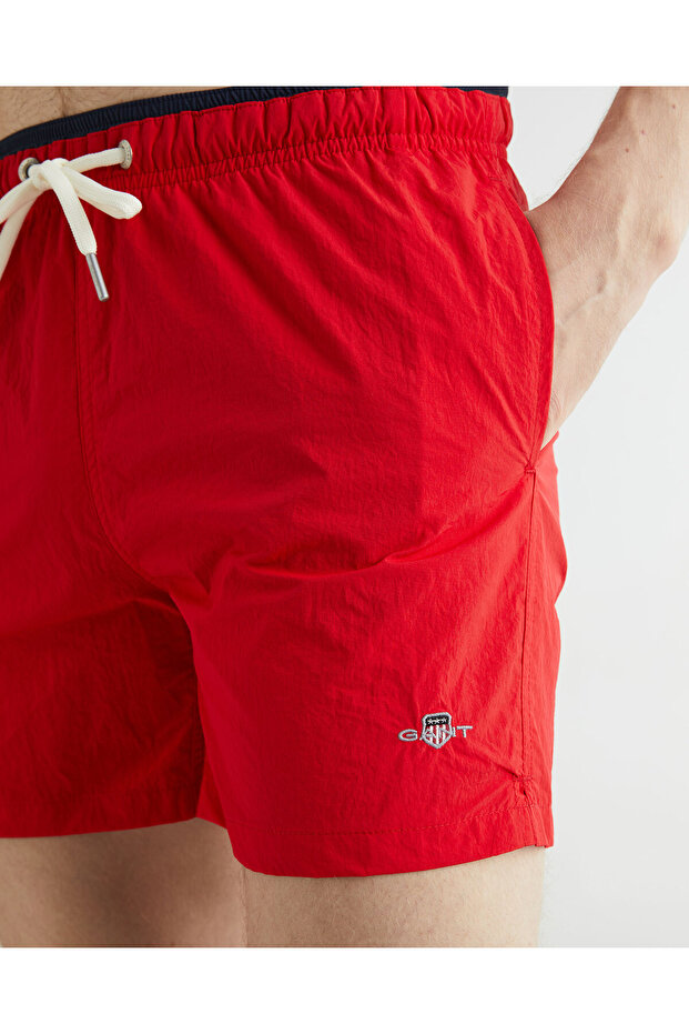 Erkek Kırmızı Regular Fit Mayo Şort - 5