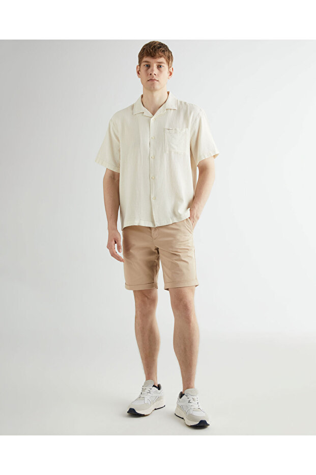 Erkek Bej Regular Fit Şort - 1