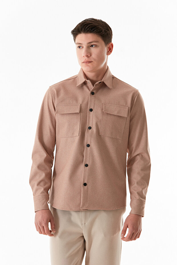 Basic Çift Cepli Çıtçıtlı Gömlek - 1