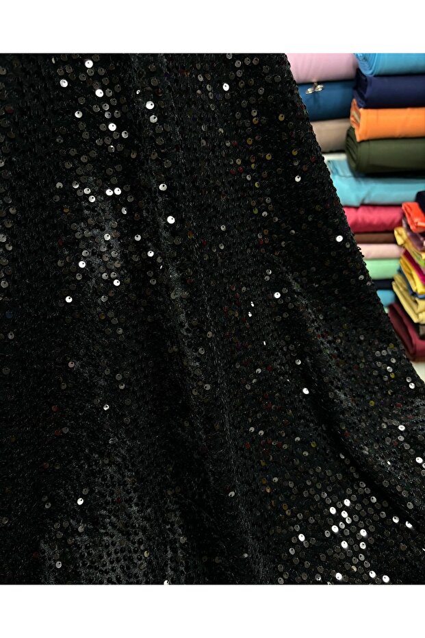 SİYAH PULLU KADİFE - 1