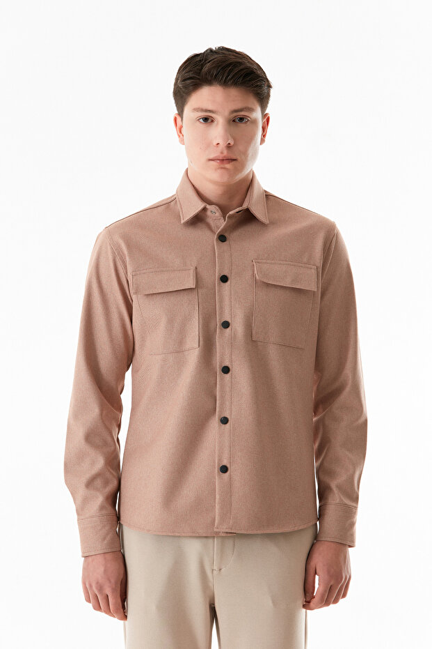 Basic Çift Cepli Çıtçıtlı Gömlek - 8