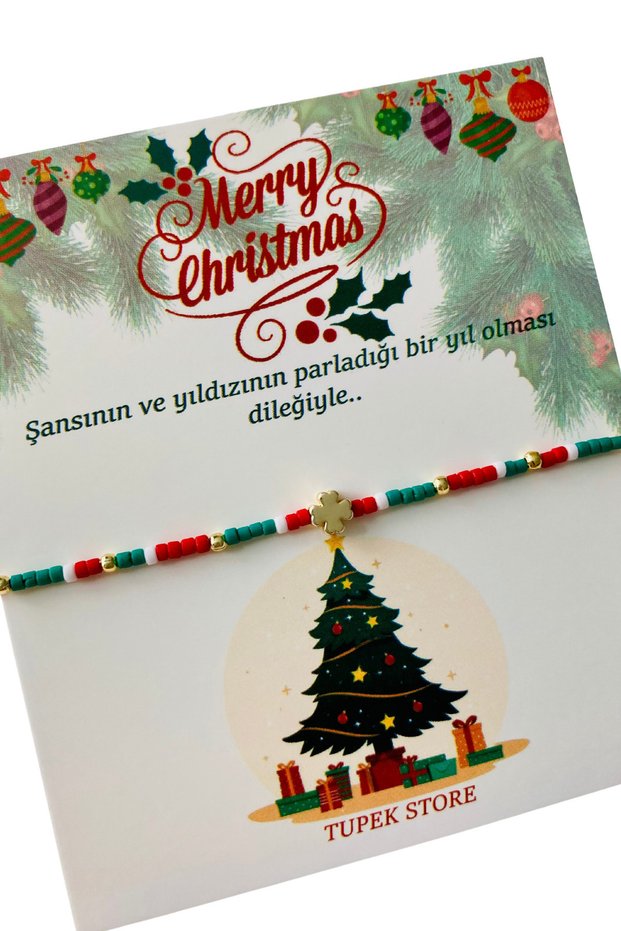 Christmas Christmas Bracelet New Year's Gift Minimal Clover Detailed Lucky Bracelet