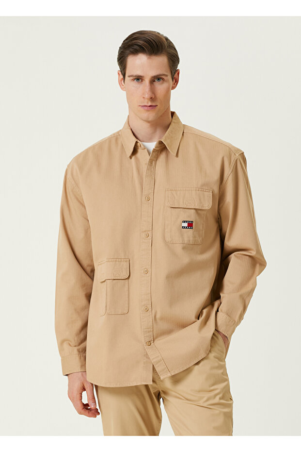 Beige Logo Detailed Shirt Size: XL