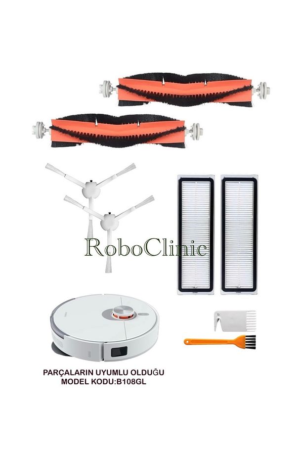 Xiaomi Robot Vacuum S20+ Plus Robot Süpürge(Model Kod:B108GL)Uyumlu Yedek Fırça,Filtre Seti-8 Parça - 1