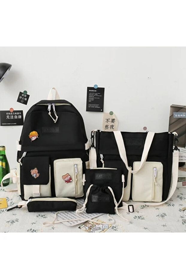 Dake 5 Piece Backpack Set - Black - 1