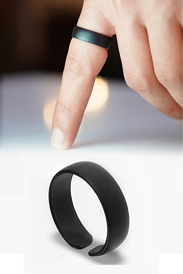 Matte Black Plain Wedding Ring Knight Adjustable Ring - 5
