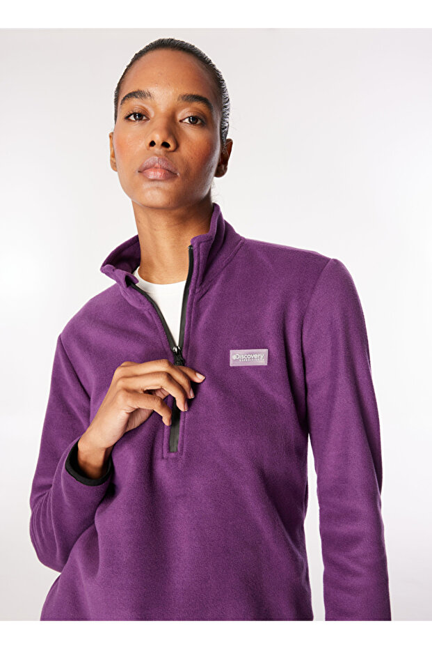 Mor Kadın Dik Basic Düz Polar Sweatshırt D4WL-SWT3929 Beden: XS - 3