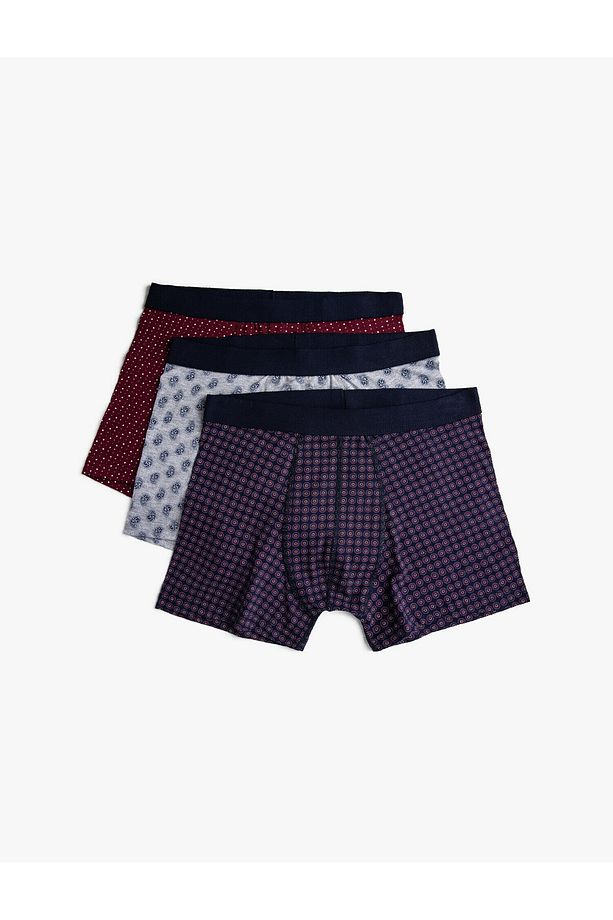 Desenli Pamuklu Basic 3'lü Boxer Seti - 1
