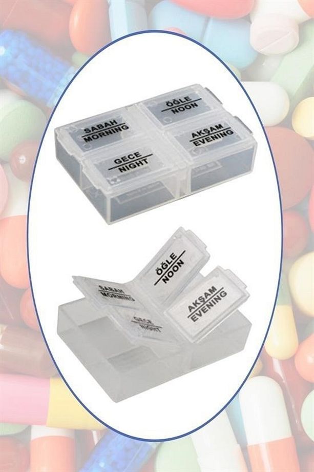 ® 4 Öğün Günlük Hap İlaç Saklama Taşıma Kutusu İlaç Hatırlatıcı - 8