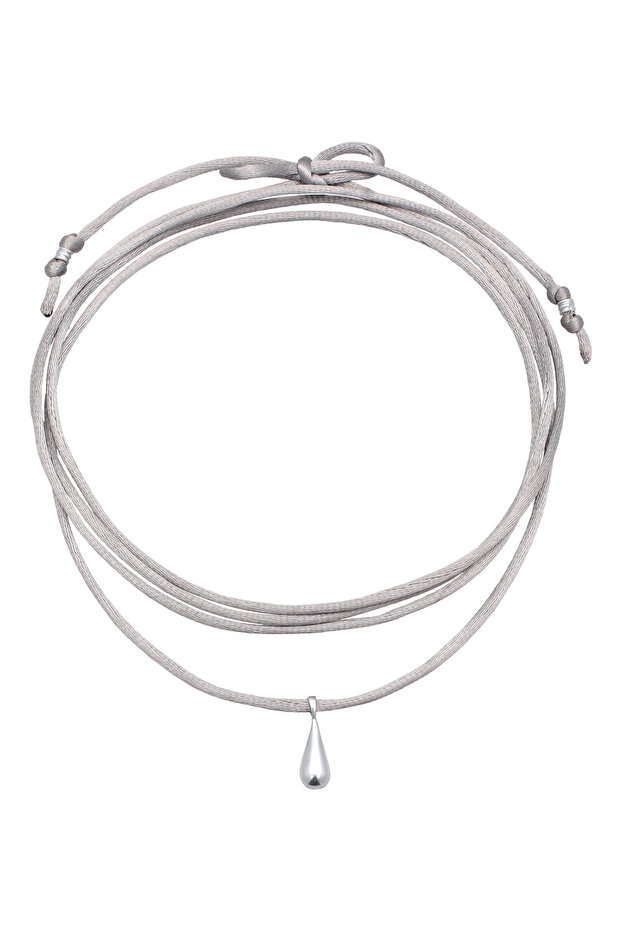 Dámský náhrdelník s přívěskem a saténovou černou barvou ze sterlingového stříbra 925 - 3