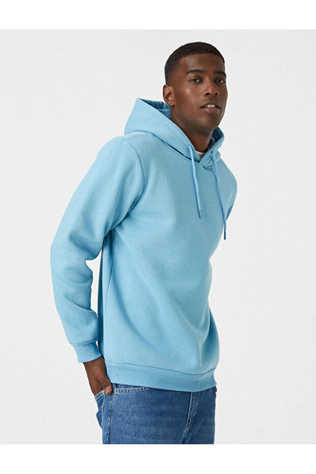 Basic Kapşonlu Sweatshirt - 1