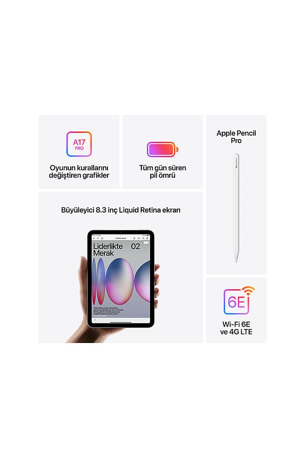 MXPW3TU/A iPad Mini 7 256 gb Wifi+Cellular Tablet Mavi - 5