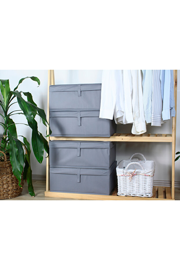 6 Multi-Purpose Scumps in Box Form with Lids (Laundry Storage and Organization, Etc.) Organizer, 50X40X19 - 5