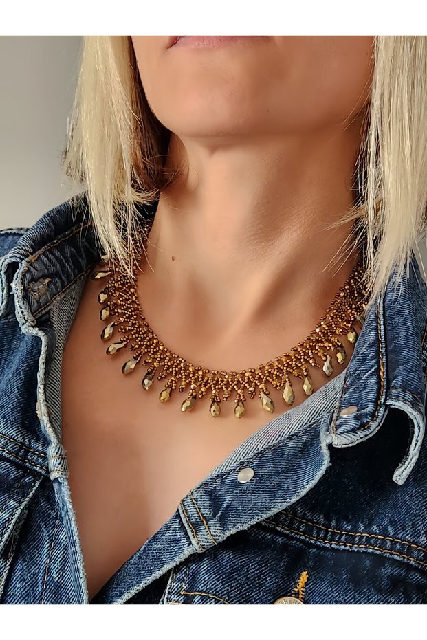 Cluster Model Gold Copper Color Handmade Necklace