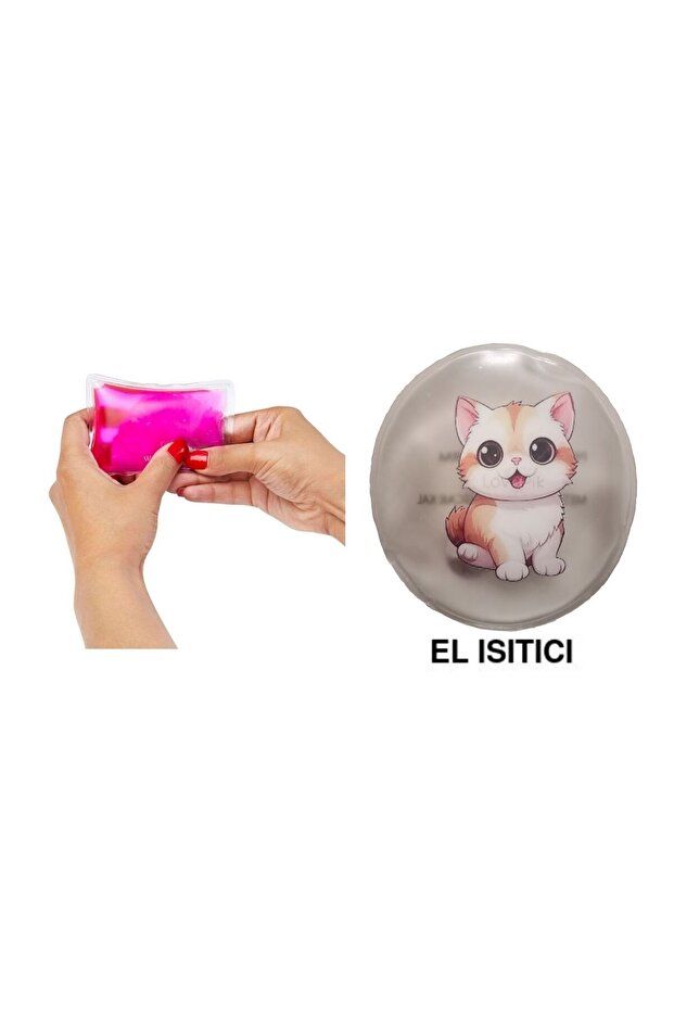 SEVİMLİ KEDİ CEP SOBASI,EL ISITICI,SICAK SU TORBASI PVC 9cm - 8