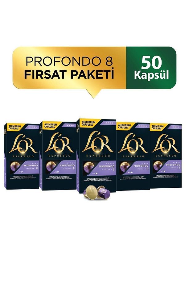 Lungo Profondo Intensity 8 Nespresso Uyumlu Kapsül Kahve Fırsat Paketi 10 Adet X 5 Paket - 1