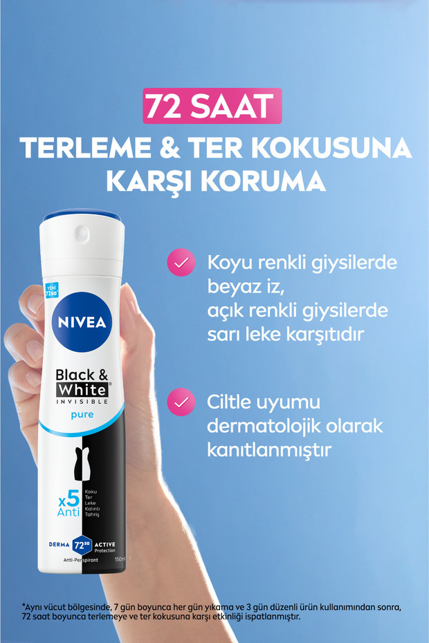 Invısıble Black&whıte Pure Sprey Deodorant 150ml Kadın 3'lü Paket - 4