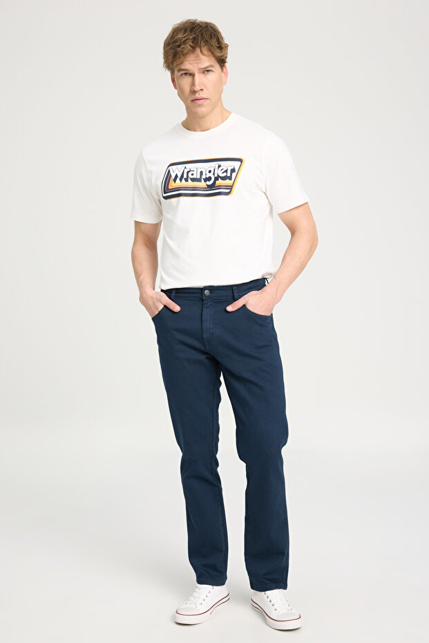 Texas Slim Fit Slim Fit Regular Waist Navy Blue Stretchy Pants W12S 004410