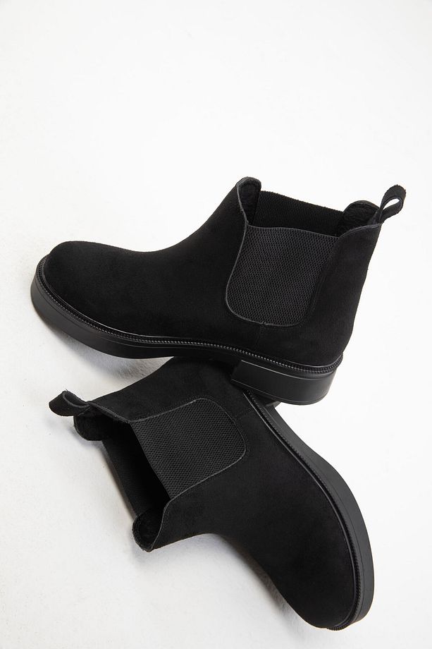 Siyah Süet Kadın Bot & Bootie 18371 - 4