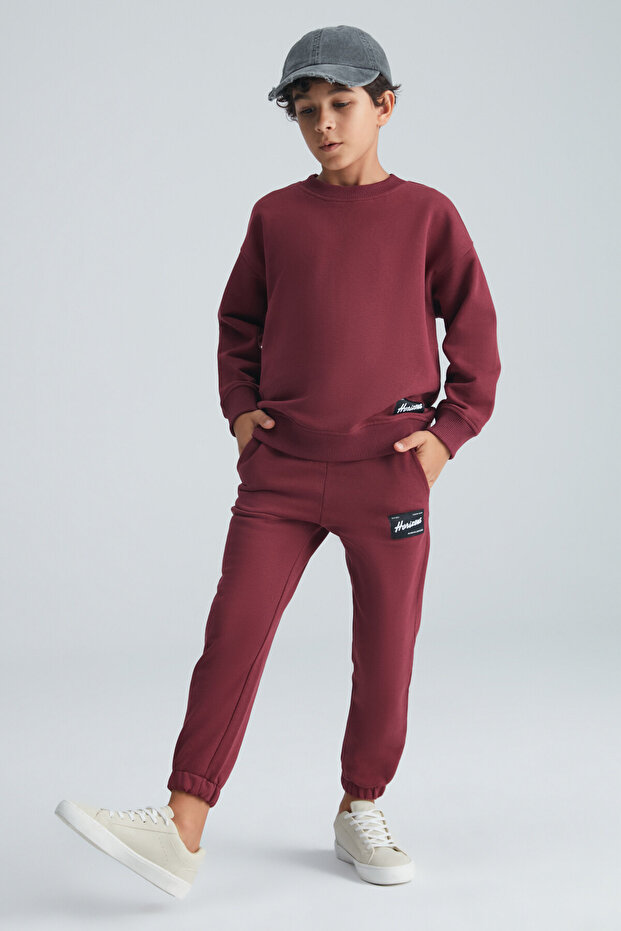 NACER Erkek Çocuk Süs Etiketi Comfort Bordo Eşofman Takımı - 1