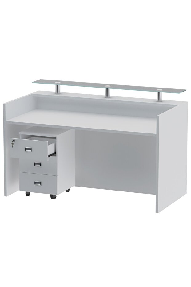 R06 White Office Reception Desk - 180cm