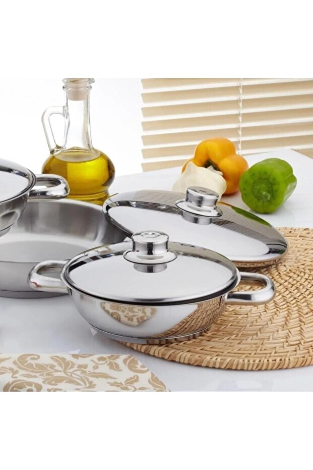 6 Parça Çelik Kapaklı Omlet Set - 1