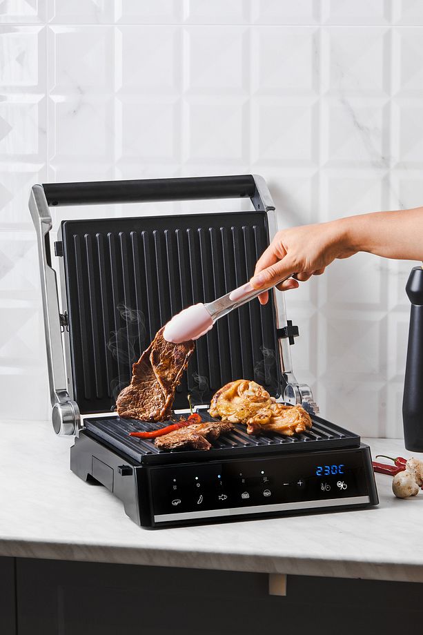 Grilliant 1341h Inox Gövdeli, Döküm Plakalı, 5 Programlı, Led Ekranlı Tost Ve Izgara Makinesi - 1