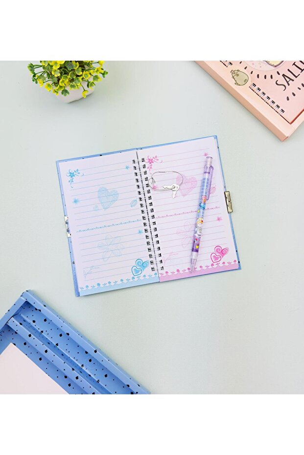 Cute Pattern Lock Notebook and Pen Set - 3