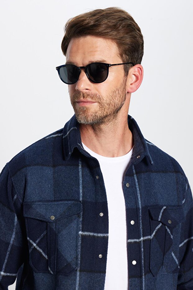 Men's Relax Fit Relax Cut Lumberjack Double Pocket Button Checked Winter Shirt