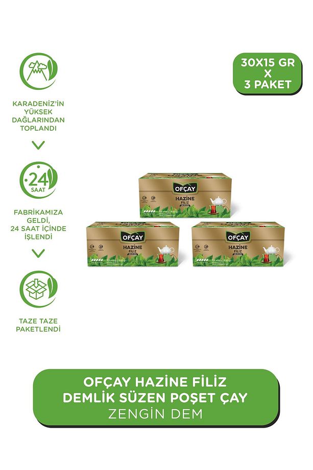 Hazine Zengindem 30 X 15gr Demlik Poşet Çay X 3 Adet - 1