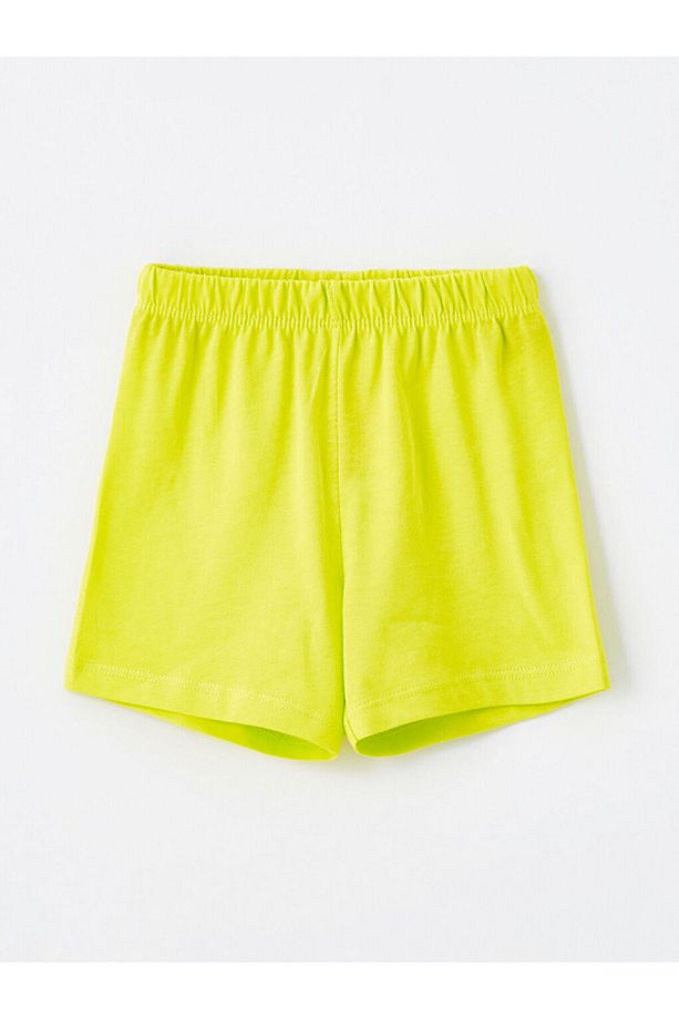 LCW baby Bisiklet Yaka Kız Bebek Şortlu Pijama Takımı - 5