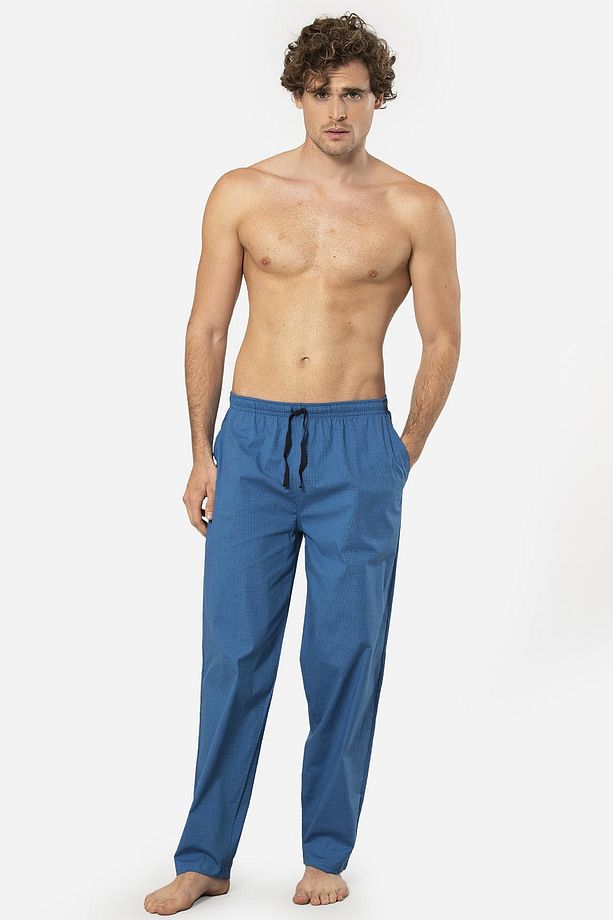 Ekoseli Erkek Tek Alt Pijama, Cep Detaylıdır, %95 pamuk %5 Likralı - 2