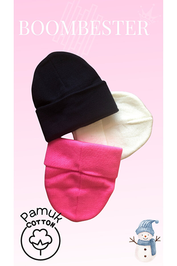 Unisex Beanie Set Premium 1St. Quality White Black Pink Beanie Color Winter