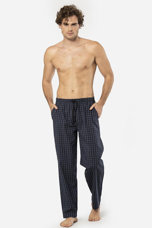 Ekoseli Erkek Tek Alt Pijama, Cep Detaylıdır, %95 pamuk %5 Likralı - 1