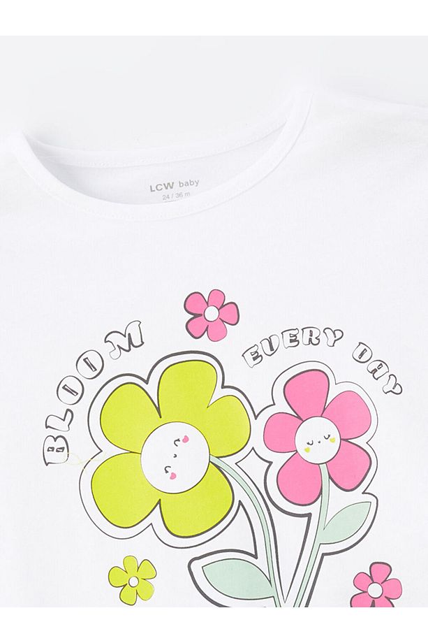 LCW baby Bisiklet Yaka Kız Bebek Şortlu Pijama Takımı - 3