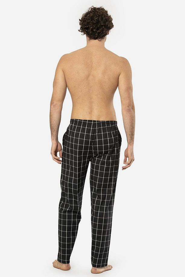 Ekoseli Erkek Tek Alt Pijama, Cep Detaylıdır, %95 pamuk %5 Likralı - 3