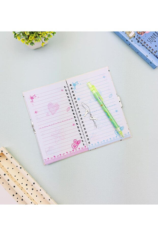 Cute Pattern Lock Notebook and Pen Set - 2