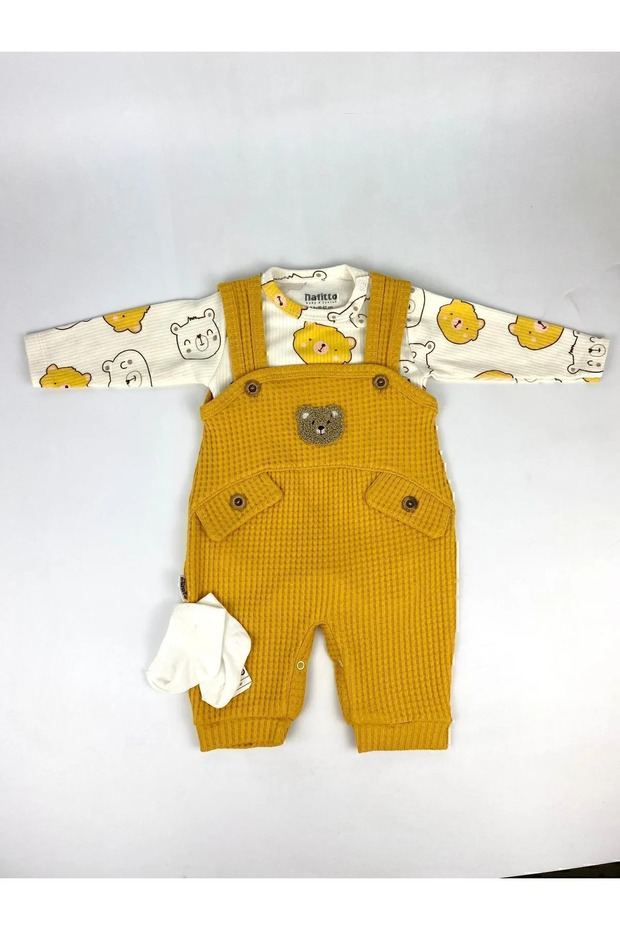 Bear Embroidered Cotton Baby Boy Jumpsuit