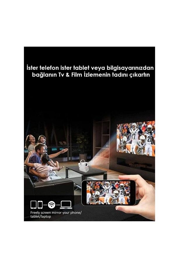 T6 Promax Android 4 GB Ram 64 GB Hafıza Projektör Wifi Bluetooth 240 Inç Ekran Yansıtma - 3