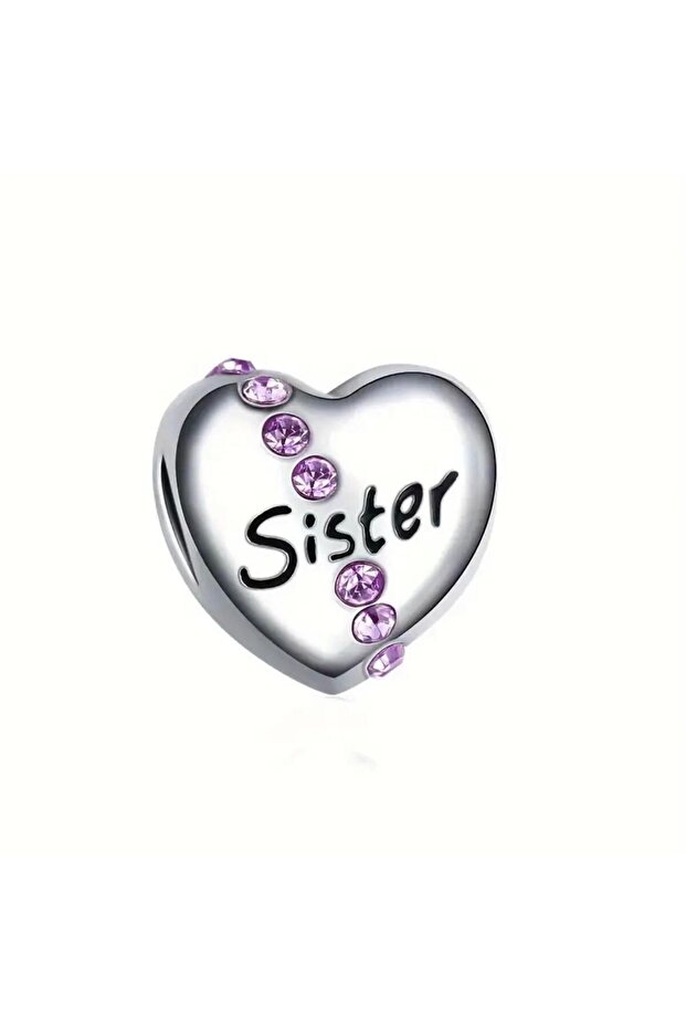 Heart Shaped Charm with'Sister' Engraved Stone