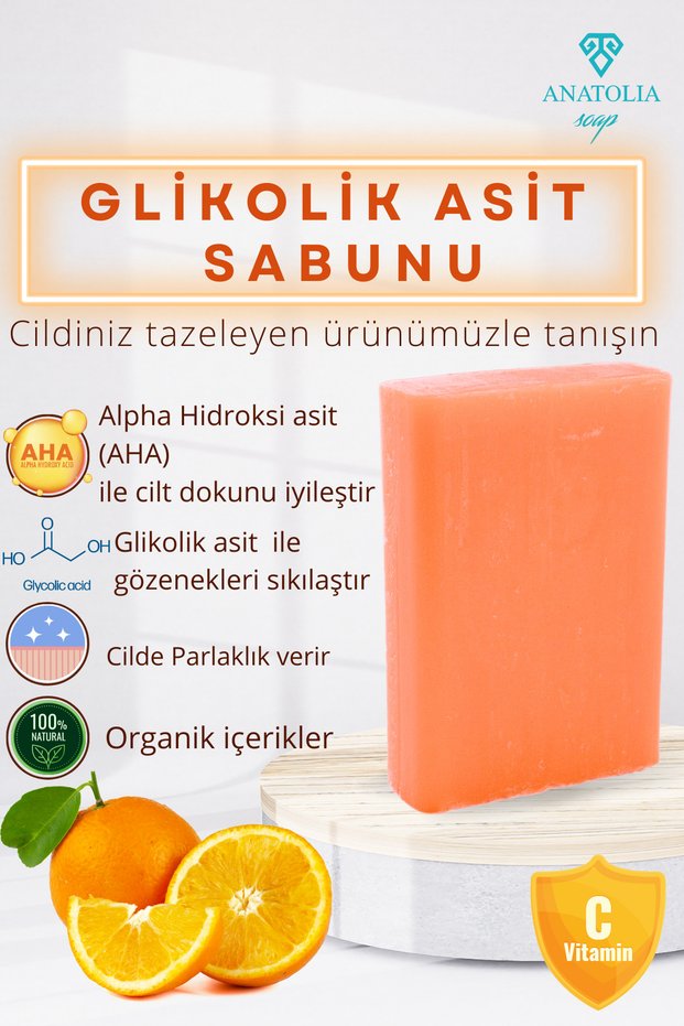 Glycolic Acid Orange Soap Aha Bha Exfoliating Skin Renewing Pore Tightening