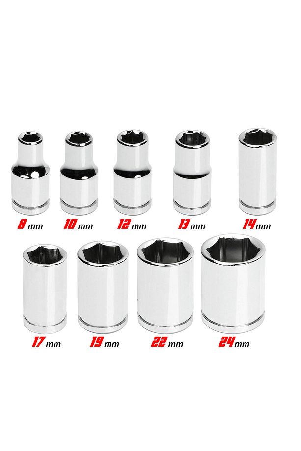 12 Parça 1/2" Cırcırlı Lokma Takımı Seti Standlı Cr-V Çelik Lokma Anahtarı Seti 8 mm - 24 mm - 2