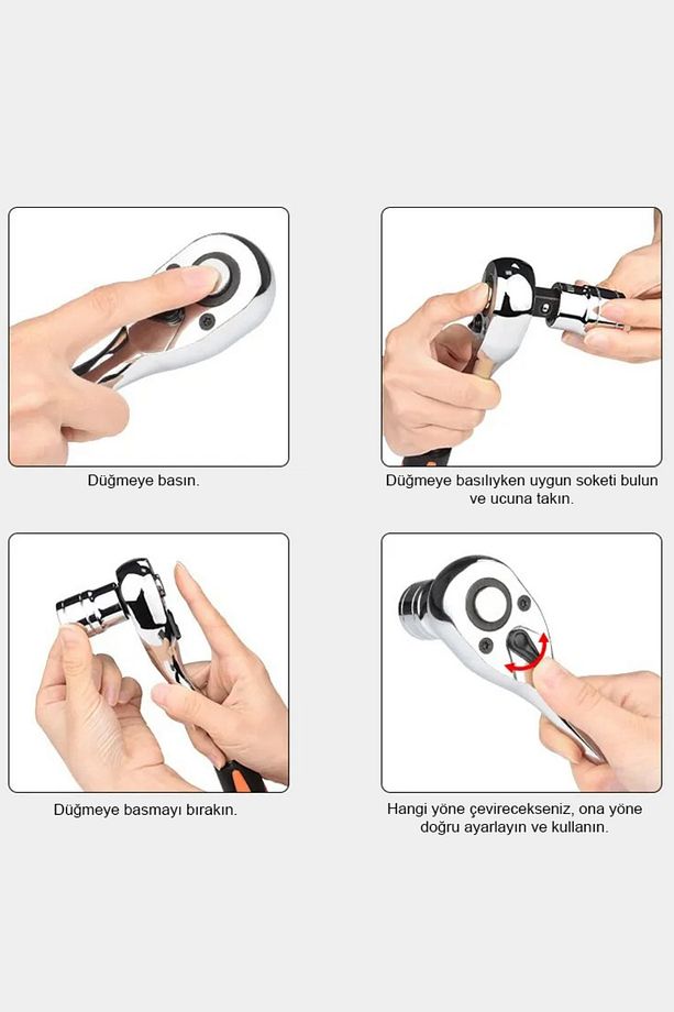 12 Parça 1/2" Cırcırlı Lokma Takımı Seti Standlı Cr-V Çelik Lokma Anahtarı Seti 8 mm - 24 mm - 3