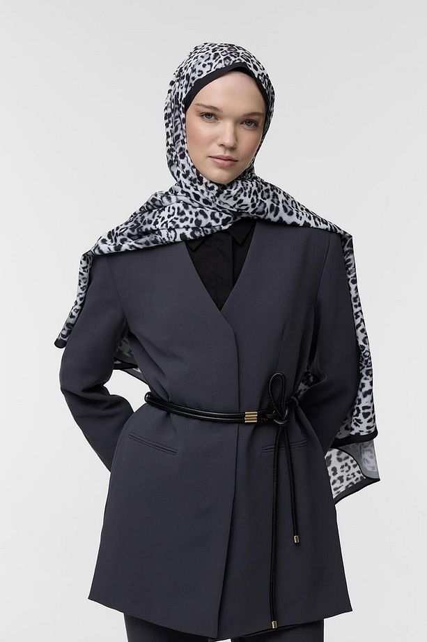 Daily Print Şal Black Leopard Desenli - 1