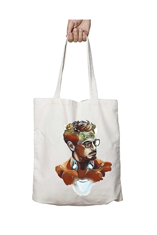 Tony Star Marvel Iron Man Two Sides Lasting Washable School Beach Shoulder Tote Bag