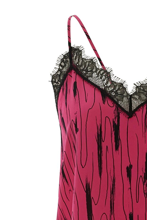 Patterned Thin Strap Blouse - 6