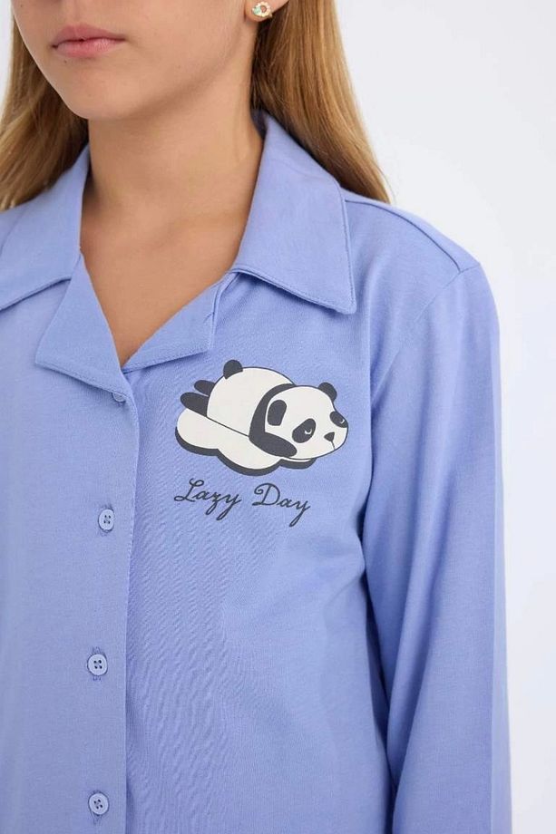 D2658 Regular Fit Baskılı Uzun Kollu Pijama Takımı - 4