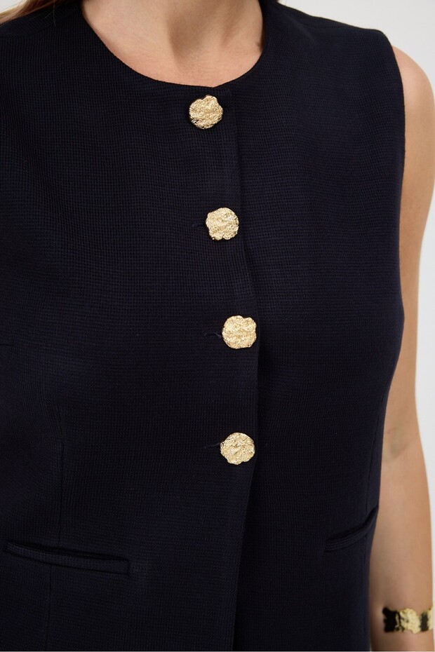 Lacivert Violette Yelek - 3